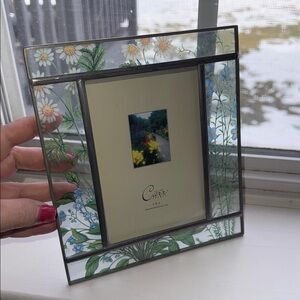 Burnes of Boston Carr Vintage Floral Glass Picture Frame 2001 4 x 6 inch
